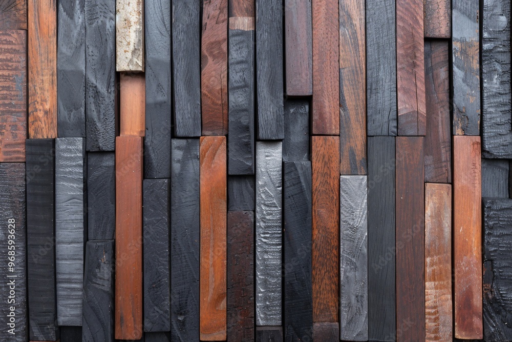 Poster detailed wooden texture background with alternating light and dark planks, creating a dynamic visual