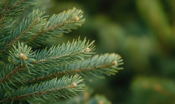 A pine tree with green leaves and a few brown tips 