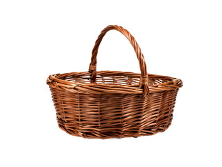 Brown wicker basket isolated on transparent
