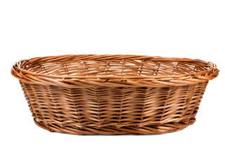 Brown wicker basket isolated on transparent 