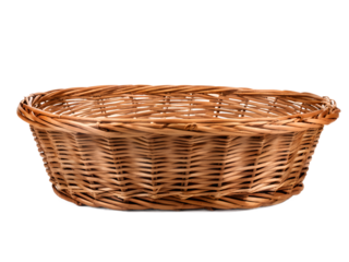 Brown wicker basket isolated on transparent

