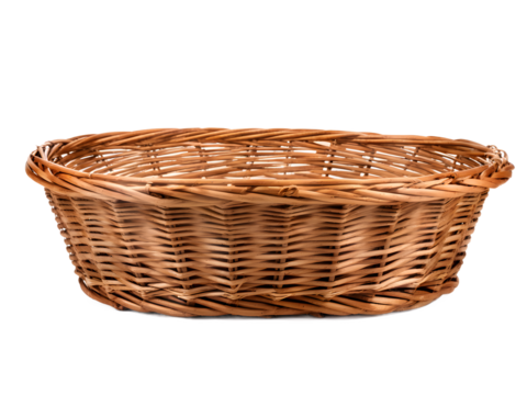 Brown wicker basket isolated on transparent
