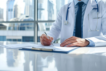 Obraz premium Medical Industry Concept Image of Doctor Working at Desk