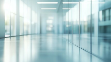 Abstract Perspective of a Modern Office Corridor with Glass Walls