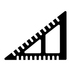triangle ruler icon in silhouette. Glyph style