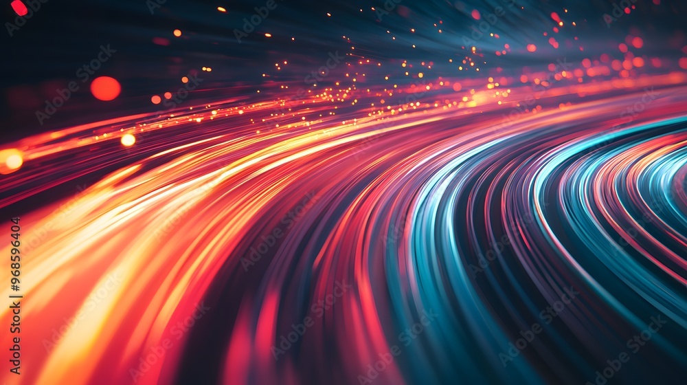 Poster modern abstract high-speed light effect. abstract background with curved beams of light. technology 