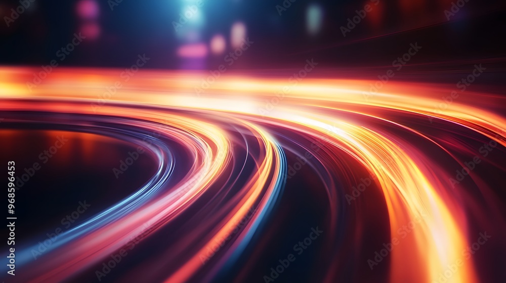 Poster modern abstract high-speed light effect. abstract background with curved beams of light. technology 
