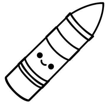 smiling crayon drawing, black and white clip art preview