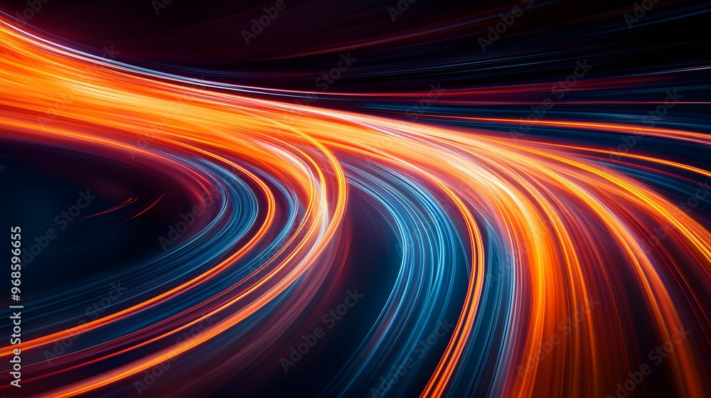 Poster modern abstract high-speed light effect. abstract background with curved beams of light. technology 