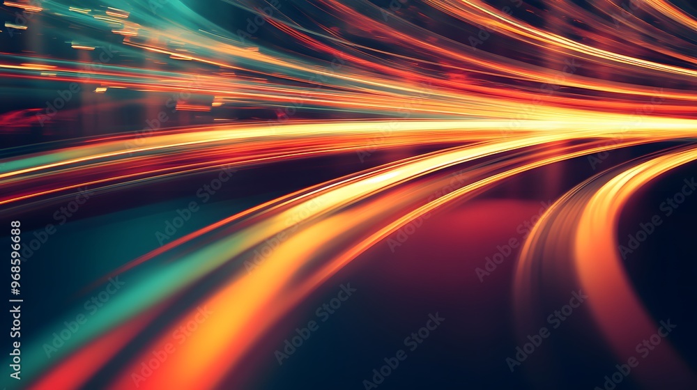 Poster modern abstract high-speed light effect. abstract background with curved beams of light. technology 