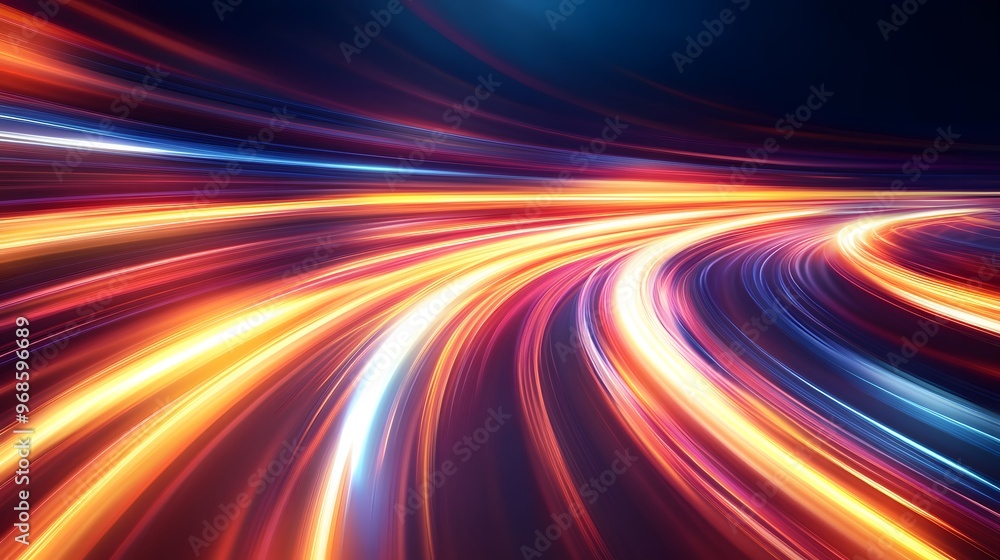 Poster modern abstract high-speed light effect. abstract background with curved beams of light. technology 