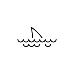 Shark fins appear above the surface of the sea icon, Summer Vacation Holiday
