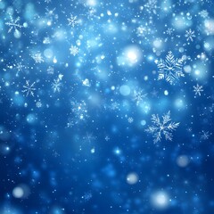A blue Christmas background adorned with delicate snowflakes, evoking a wintry, festive feel.