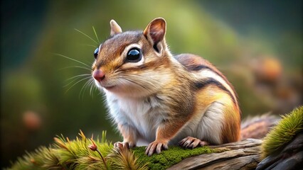 Furry brown eyes sparkle with curiosity, whiskers twitching as the chipmunk's nose sniffed the air, its soft, rounded