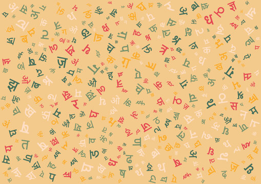 colorful hindi letters alphabet pattern background design