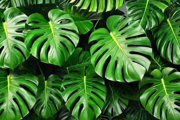Obraz premium Tropical Monstera green leaves background