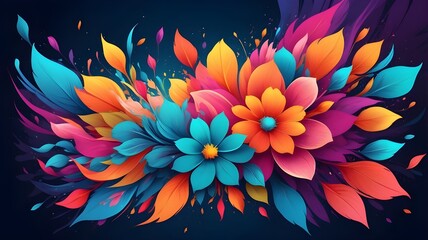 Background design of colorful flowers