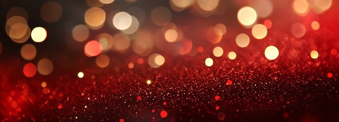 Abstract red, gold and black glitter lights. defocuse