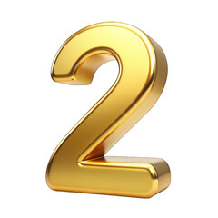 Naklejka premium Gold Number 2 isolated on transparent background