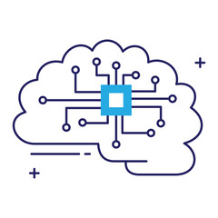 Smart Brain and Digital Intelligence Vector Icon Design, AI brain, artificial intelligence, brain technology, neural networks