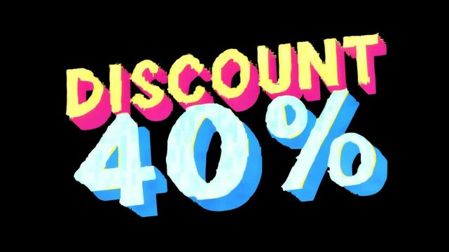 40% discount offer text animation