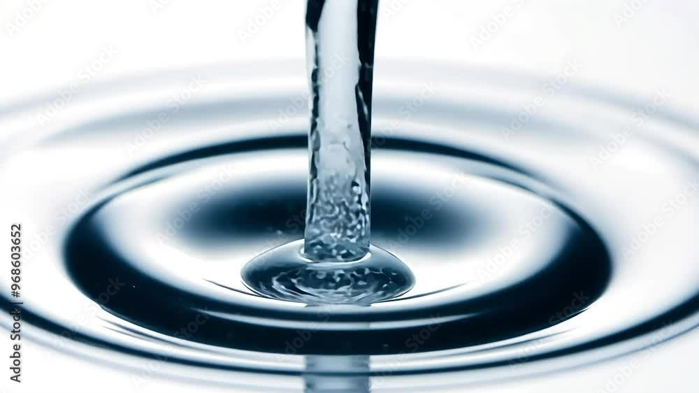 Poster water droplets create rippling patterns on a liquid surface, illustrating a captivating dance of mot