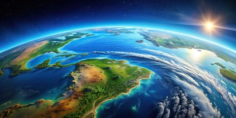 Obraz premium aerial view, planet, world, framing, universe, landscapes,earth, A breathtaking aerial view of planet Earth showcasing its vast landscapes and vibrant blue oceans as seen from space