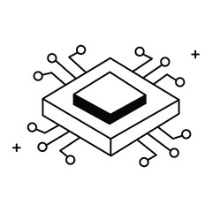Microchip and CPU Technology Vector Icon Design, CPU, processor, central processing unit, computing technology, electronics