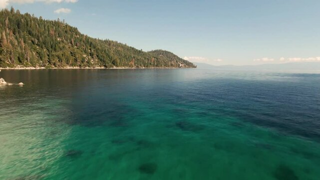 Aerial of Lake Tahoe Summer Boating and Wake Surfing 4