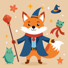 Adorable Fantasy Fox Vector Collection: Whimsical Characters in Costumes