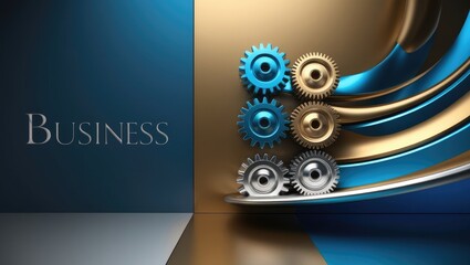 Interlocking Gears of Business Strategy: A Vibrant Symbol of Synergy and Success