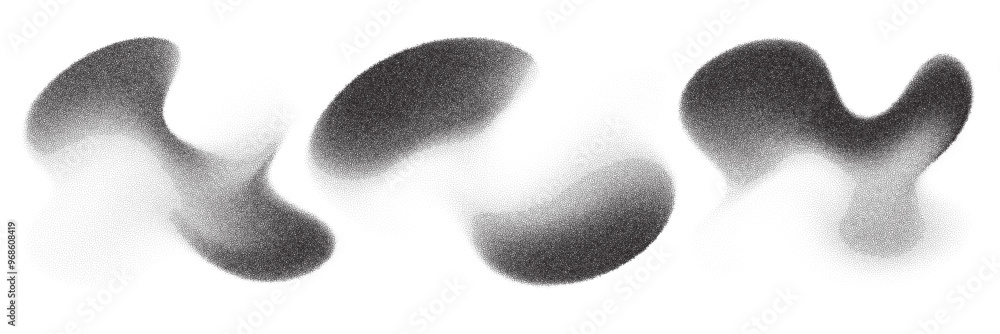 Poster stipple gradient shapes collection. noise grain texture stains shape set
