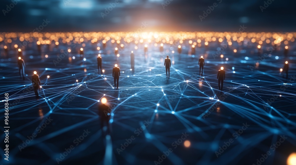 Poster network connection abstract concept people connected with lines and dots