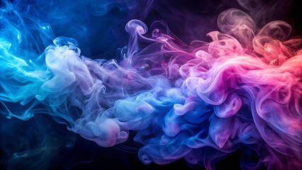 Obraz premium Abstract smoke art with a vibrant blend of blue, lavender, and rose colors creating a dynamic visual display