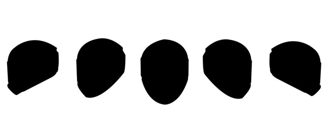 silhouette of several helmet isolated on white background. concept of sport,moto, racing, motorcycle. vector illustration