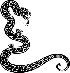 Fototapeta premium Chinese snake ornament border drawing