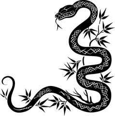 Obraz premium Chinese snake ornament border drawing
