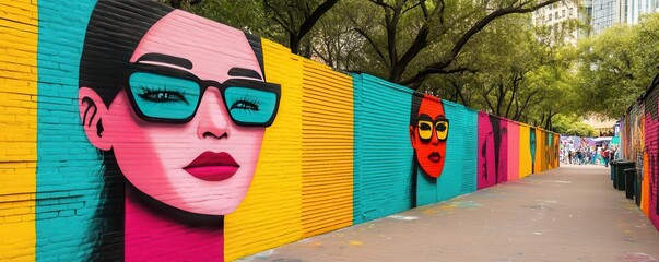 Vibrant street art festival in progress