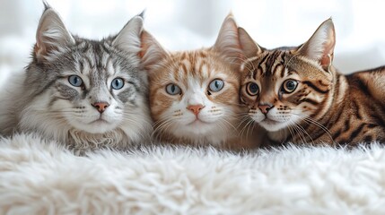 Detailed image of a Siberian Husky with striking blue eyes standing beside a Bengal Cat with its signature spotted coat The white background highlights their beautiful fur patterns