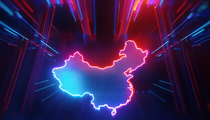 china map futurustic digital background 3d rendering
