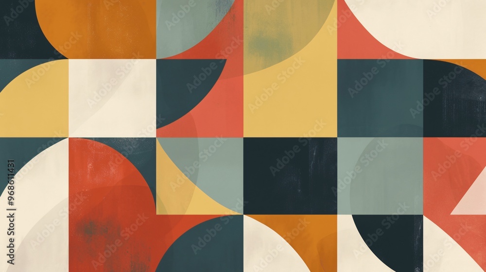 Poster abstract geometric background with circles squares and rounded shapes