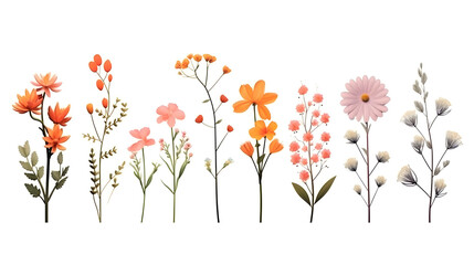 flower isolated floral nature plant spring leaf background summer generative Ai.