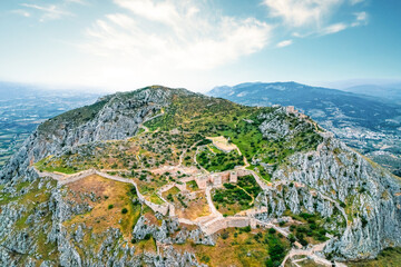 Acrocorinth fortress,  Upper Corinth, the acropolis of ancient Corinth Peloponnese, Greece