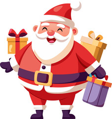 Santa Claus Carrying Gifts, Merry Christmas Clipart
