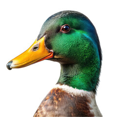 Mallard Duck portrait isolated on transparent background