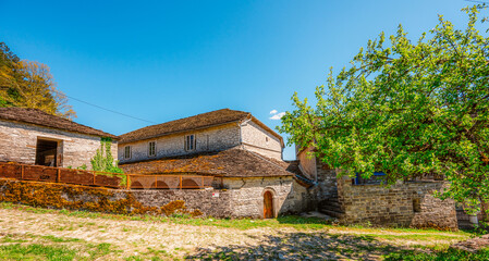 Traditionally houses in the mountains village of Kipoi, Zagori, Greece, near vikos george