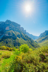 Fototapeta premium Vikos Gorge view from village vikos, a gorge in the Pindus Mountains of northern Greece