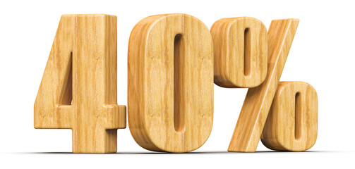 40 Percent Off Sale . Wooden Number Promotion