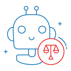 Robotics Law and Ethical AI Vector Icon Design, ethical robotics, robot safety, automation, responsible AI, AI ethics, robot