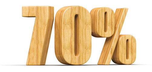 70 Percent Off Sale . Wooden Number Promotion